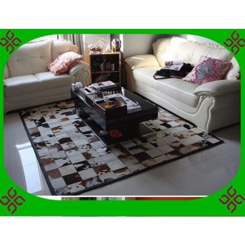 2018 free shipping 100% natural genuine cowhide flat weave rug
