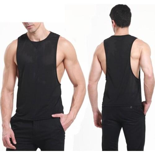 2018 New Mens Fashion Summer Nylon Slim Fit Men Tank Tops Clothing Bodybuilding Undershirt Fitness Man Free Shipping S M L