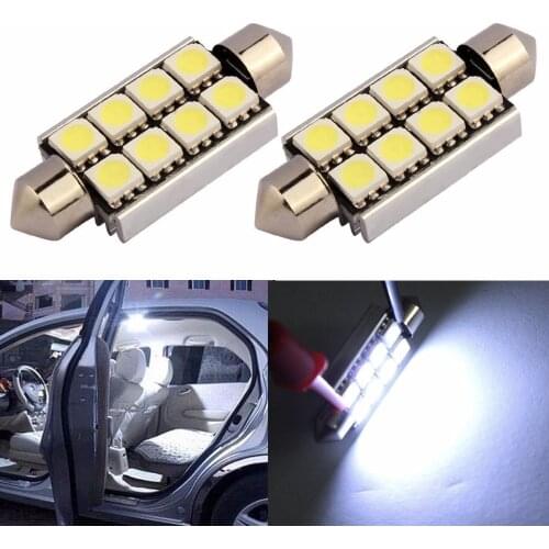 4x 41mm 5050 8 LED Chips Canbus Error Cool White Festoon LED Light Bulbs Interior Map Door Lamp