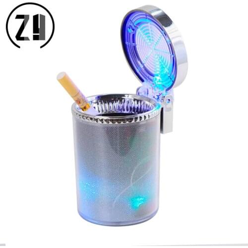 Car Ashtray With Led Light Storage Container Ash Tray Portable Smart Diamond Bling Cup Holder Cigarette Smoking Weed Design