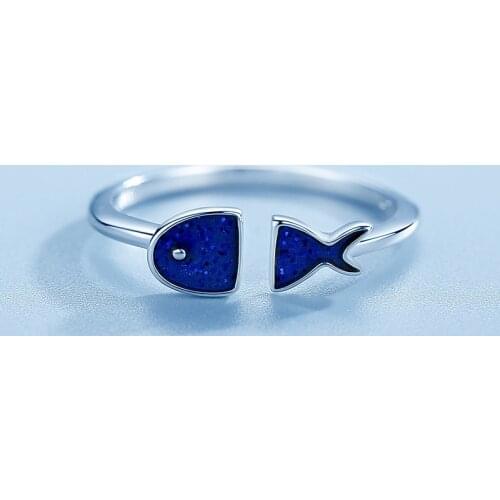 Large Vintage Blue Fish Rings For Women Men Charm Male Retro Gothic Jewelry Drop Shipping