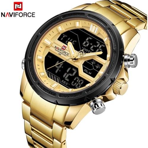 NAVIFORCE Fashion Sports Men Watches Mens Quartz Digital Clock Luxury Brand Full Steel Military Wrist Watch Relogio Masculino