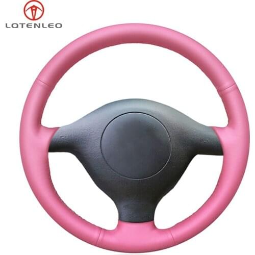 LQTENLEO Pink Artificial Leather Steering Wheel Cover for Volkswagen VW Golf 4 (IV) Passat (B5) Variant 1997-2004 Polo Sharan