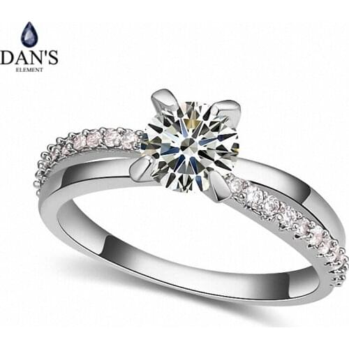 DANS Real Austrian Crystals Brand AAA Zirconia Micro Inlays Fashion Ring for women New Geometric 112051white