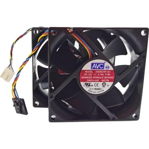 For AVC DS08025R12U 0TJ5T2 80mm fan pwm 8025 8CM 12V 0.70A 64cfm speed control 80*80*25mm