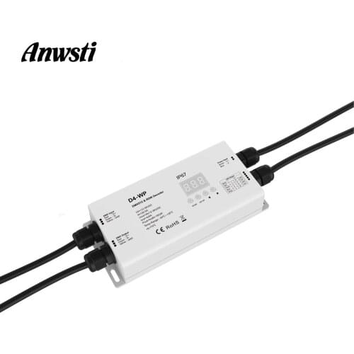 DMX 512 RDM Decoder 12V 24V 36V DC Constant Voltage Waterproof IP67 Digital Numeric Display DMX 4 Channel RGBW Controller D4-WP