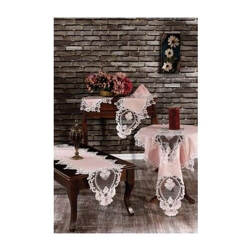 DowryWorld-French Laced Luxury 5 Piece Living Room Set - (Powder Pink color and Cloud Fabric Type)