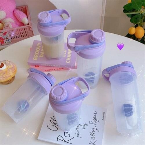 Purple large-capacity water cup ready-to-hand cup plastic water bottle cup cute pure color transparent student summer shake cup