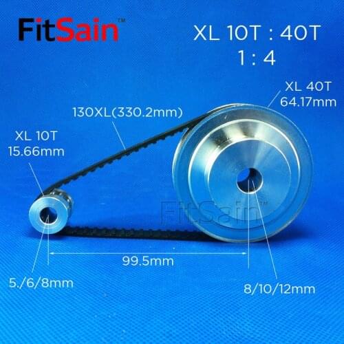 FitSain-XL 10T : 40T 1 : 4 Width 10mm aluminum alloy pulley reduction ratio drive synchronous wheel center hole 5/6/8/10/12mm