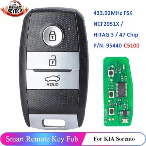 KEYECU 95440-C5100 FOB-4F06 for KIA Sorento 2015 2016 2017 Keyless Go Smart Remote Car Key Fob 433MHz NCF2951X ID47 95440C5100