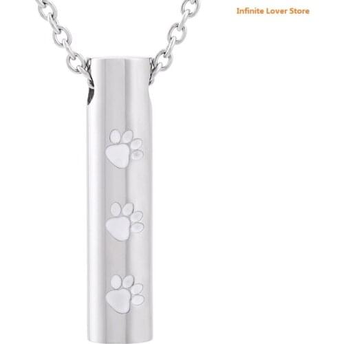 KLH2473 15Pcs Cute Paw Print Engraved Stainless Steel Pet Dog/Cat Memorial Urn Ashes Holder Pendant Jewelry after Cremation