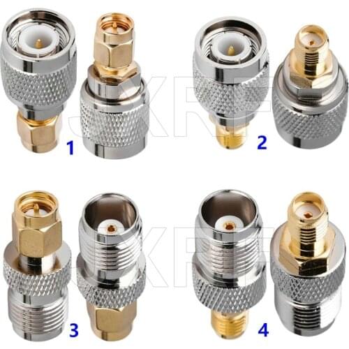 JXRF Connector 2PCS TNC to SMA Adapter SMA Male female to TNC Male Female RF Coaxial Adapter connector Test Converter Brass