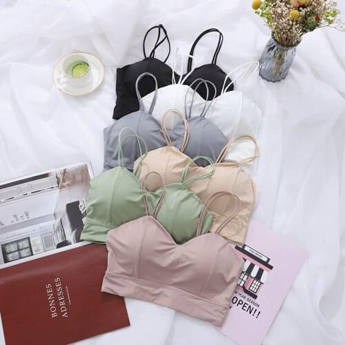 Black White Pink Women Tank Crop Top Seamless Underwear Female Crop Tops Sexy Lingerie Intimates Fashion With Padded Camisole