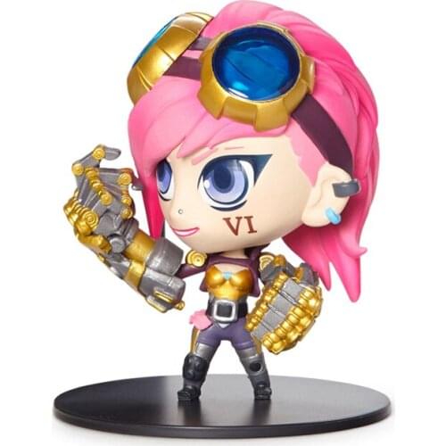 League of Legends Vi The Piltover Enforcer Anime Games Peripheral Model Toys Desktop Ornaments Cute Cartoon Doll 9Cm Boxd Gift