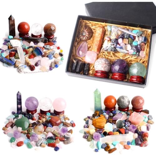 Lots of Natural Quartz Mixed Crystal Obelisk&Ball&Gravel Colorful Mineral Specimens Healing Gems Wedding Decor Creative Gift