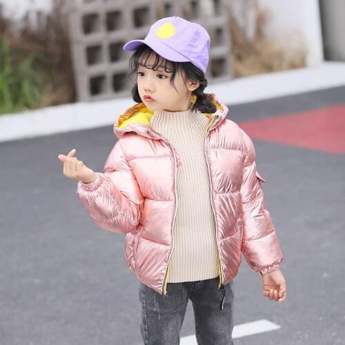 Fashion Thicken Warm Cotton Winter Bright Surface Child Coat Heavyweight Outfits Baby Boys Girls Jackets For 2-8 Years Old