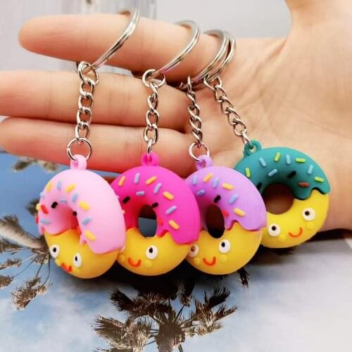 Fashion Doughnut Keychain for Girls Cute Best Friends Forever Key Ring Llaveros Para Mujer Trendy Jewelry Bag Accessories Gift
