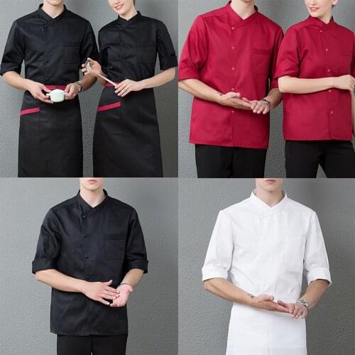 Men Fashion Hotel Restaurant Kitchen 3/4 Sleeve Chef Coat Jacket Cook Wear Man Kitchen Restaurant Bakery Clothing Shirt