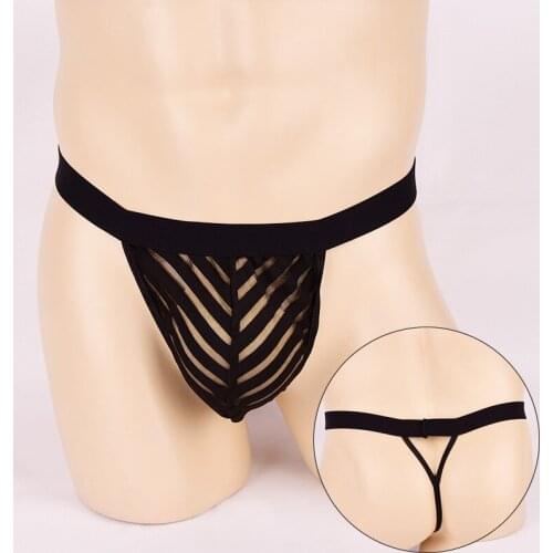 Men Sexy Tease Exotic Briefs Thong Low Waist Sexy Mesh Transparent See-through Brief Gay Ice Silk Underwear Erotic Lingerie