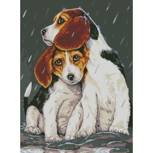 Brotherly Protection Animal Dog Clear Picture Top Quality Cross Stitch Kits 14CT Unprinted Sewing kit Embroidered Handmade Decor