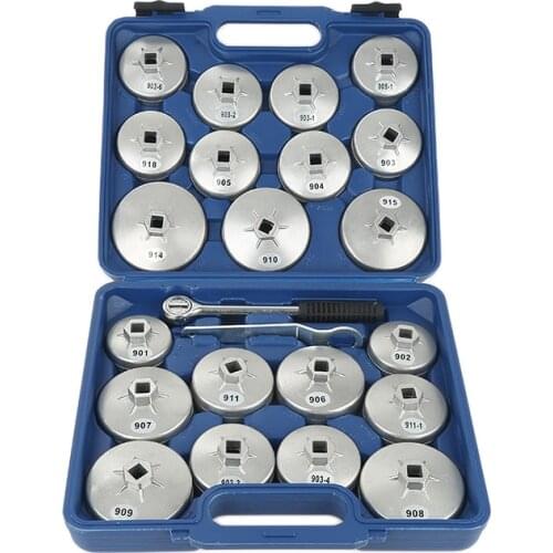 23pcs Oil Filter Remover Wrench Kit Aluminum Professional Cup Style Socket Remover Tool Kit Universal Car Repair Tools Set HWC