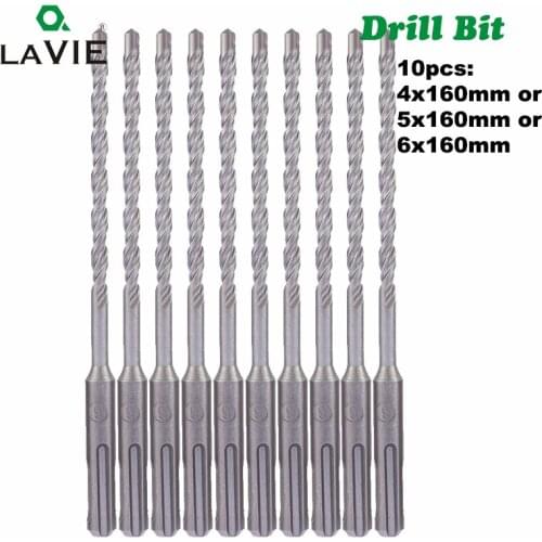 10pc/Lot 4mm 5mm 6mm Electric Hammer SDS Plus Drill Bits Set 160mm Concrete Wall Brick Block Masonry Hole Saw Drilling