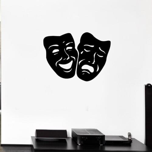 Wall Decal Mask Tragedy And Comedy Theater Vinyl Sticker Decals for Living Room Home Theater Wall Decoration
