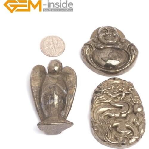 Natrual Gray Pyrite Gem Stone Carved Top Drilled Jewelry Making Beads Pendant Charm 1 piece Bulk Gem-inside 1 Piece