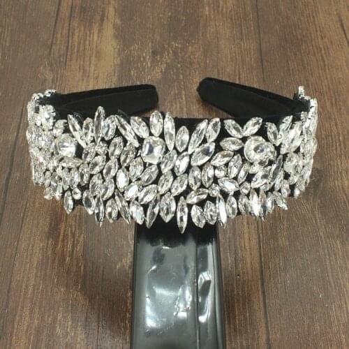 New Bohemia Luxury Full Crystal Rhinestones Heavy Industry Exquisite Wide Headband Hair Accessories for Womens Wedding Party