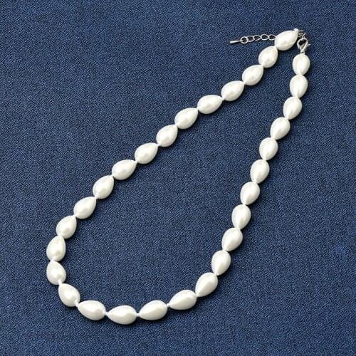 The Synthesis coral Necklace with 9*13 MM droplet shaped Smooth and Customized Milk white Fashionable beads