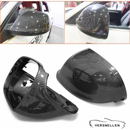 Pair Real Carbon Fiber Side Mirror Cover For Audi Q5 2010-2017 Q7 SQ5 Rear View Mirror Cap Original Replacement with Lane Assist
