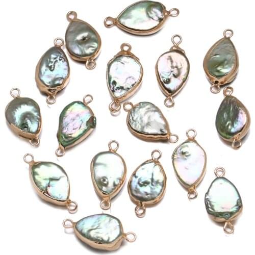 Natural Freshwater Pearl Pendant irregular Double hole connector Pendants for Jewelry Making DIY Bracelet Necklaces Accessories