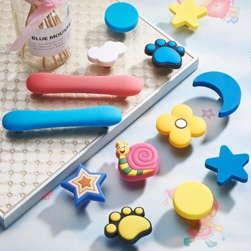 Childrens Room Handle Cabinet Door Wardrobe Modern Minimalist Drawer Cabinet Single Hole Cartoon Small Silicone Anti-collision