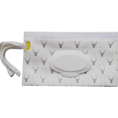 Fashion Wipes Carrying Case Clutch and Clean Wet Wipes Bag for Stroller Cosmetic Pouch with Easy-Carry Snap-Strap 30 Models