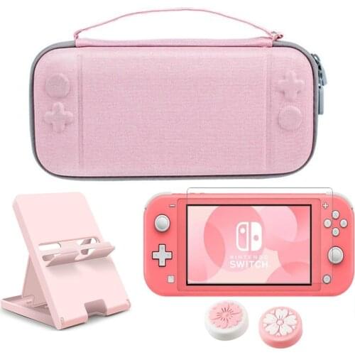 Storage Bag Kit For Nintendo Switch Lite Hard Travel Case Pink Stand Holder For Nintendo Switch /NS Lite Protector Accessories