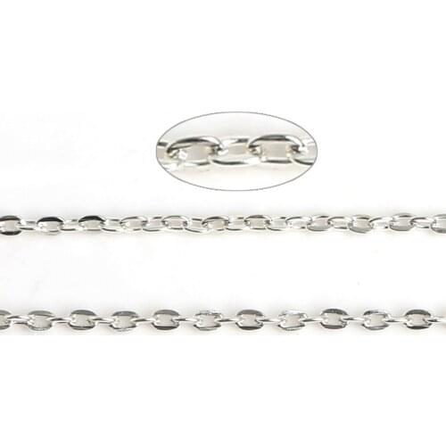 Super Sale! 5Meter/lot Silver Plated Necklace O Link Long Filigree Mens Cross Chains For DIY Jewelry Christmas Gifts