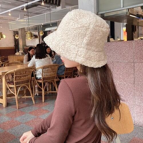 Winter Women Hats Teddy Velvet Warm Ear Protector Fisherman Hat Accessories Vintage Lamb Velvet Cap Lovely Plush Bucket Hat