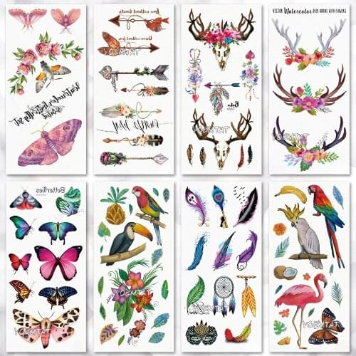 Waterproof temporary tattoo stickers on the body art temporary men tattoos Tribal feather butterfly pattern fake tattoo stickers