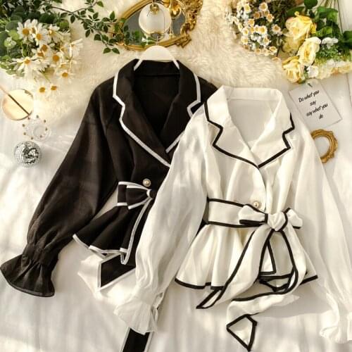 WIGADFHK Black And White Blouses