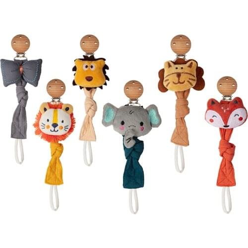 Baby Pacifier Clip Infant Newborn Cotton Wooden Pacifier Chain Nipple Soother Dummy Holder Eco-friendly Material