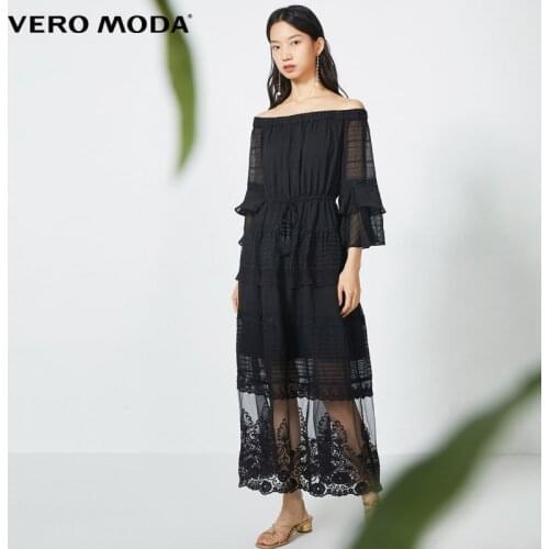 Vero Moda Women Flared Sleeve Slash Neck Holiday Long Dress | 32027C536