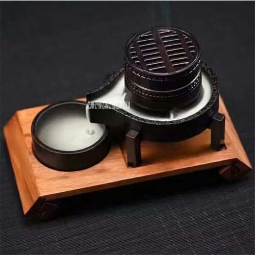 1PC Creative Wooden Incense Burner Smoke Backflow Censer Wood Furnace Living Room Coil Incense Holder Home Sandalwood