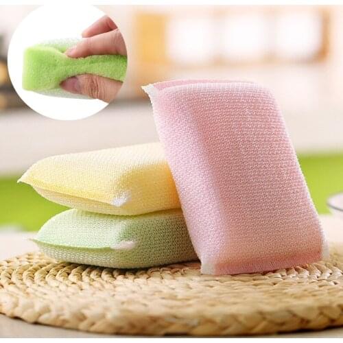 1pc Dishwashing Cloth Scrub Pad Dish Bowl Pot Easy To Clean Scrubber Sponge Kitchen Cleaning Brushes Scouring pad kitchen gadget