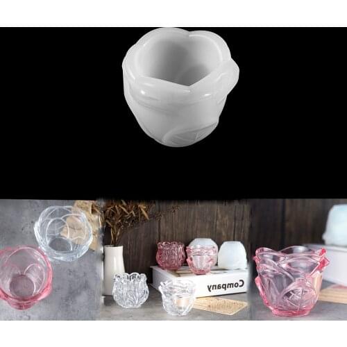 1Pcs Rose Flower Shape Storage Box Crystal Epoxy Ashtray Mold Cup Silicone Mould for DIY Resin Crafts Jewelry Making Tool