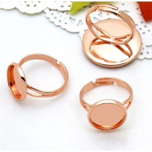 10pcs NOT-FADING Rings For Women Blanks Bezel Setting Base for Cabochons 12/14/16/18/20mm Rose GOLD-PLATED DIY Jewelry making