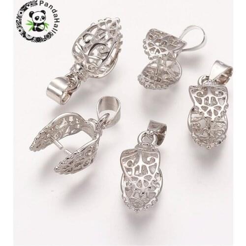100pcs Brass Ice Pick and Pinch Bails Metal for Jewelry Making DIY 24mm, Pin: 1mm, hole: 5x4mm