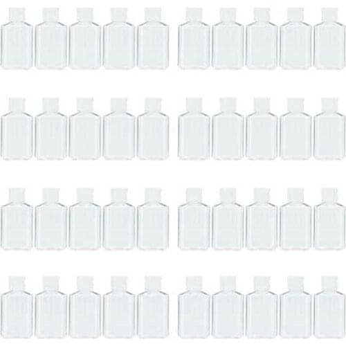 40 PCS 2 Oz 60 Ml Clear Refillable Flip Top PET Plastic Travel Bottle Container