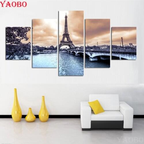 Multi-picture 5pcs diamond embroidery Tower landscape diy diamond painting full square round drill cross stitch mosaic stickers