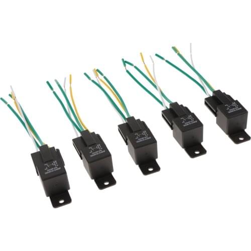5Pcs Auto Alarms Horn Headlight Control Relay 40A 4Pin SPST Relay 24V