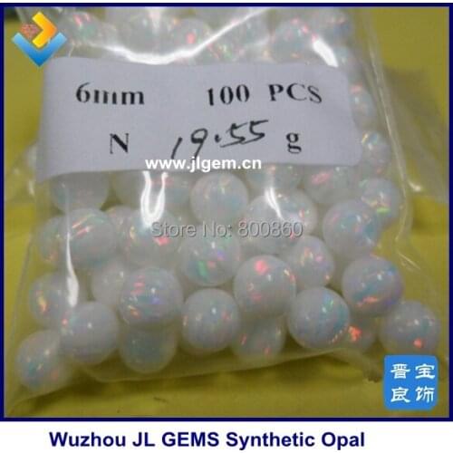 50pcs/lot) jl gems 6mm Synthetic Full drilled Opal Balls,opal beads For Free shipping